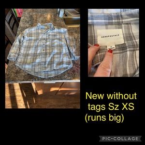 Aeropostale girls grey and light pink flannel